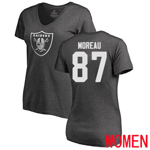 Oakland Raiders Ash Women Foster Moreau One Color NFL Football #87 T Shirt